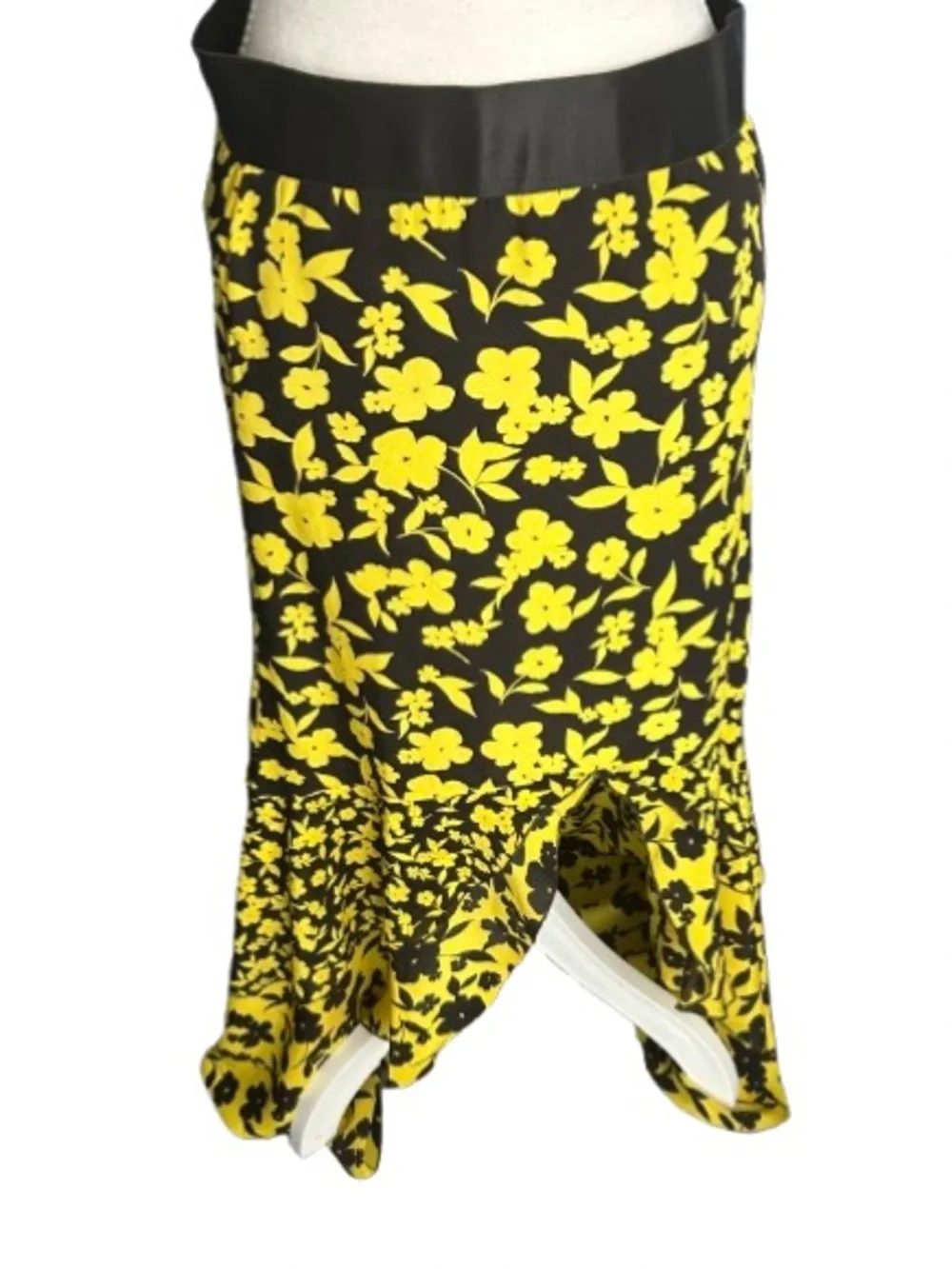 100% Silk ALICE + OLIVIA Floral Ruffle Slit Skirt Boho Designer Small Bohemian 4